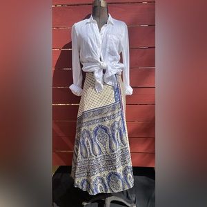 Silk Wrap Maxi Skirt- Reversible - Indian Sari